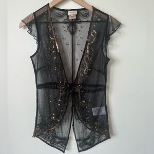 Karen Millen Black Sheer Sequin Vest Cover 2